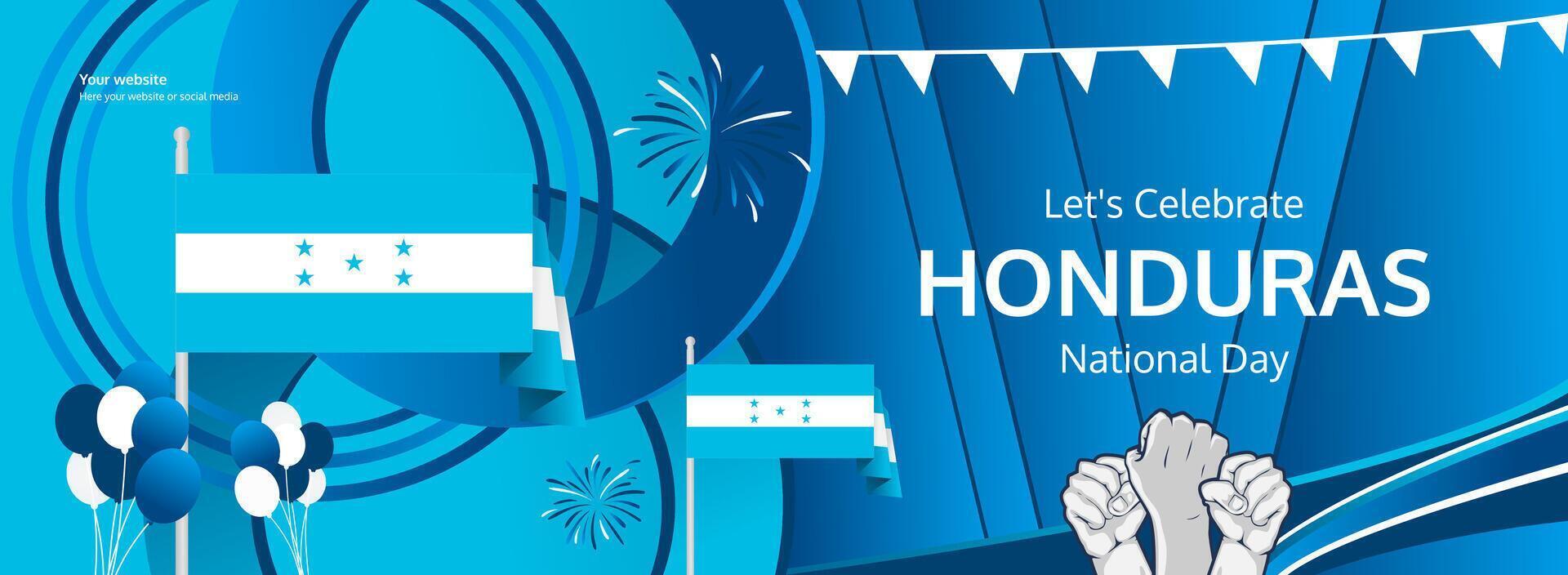 Honduras National Day festivities banner. Trendy templates for holiday celebration, greeting card, promo, ads, or national event. September 15th Happy Honduras Independence Day vector