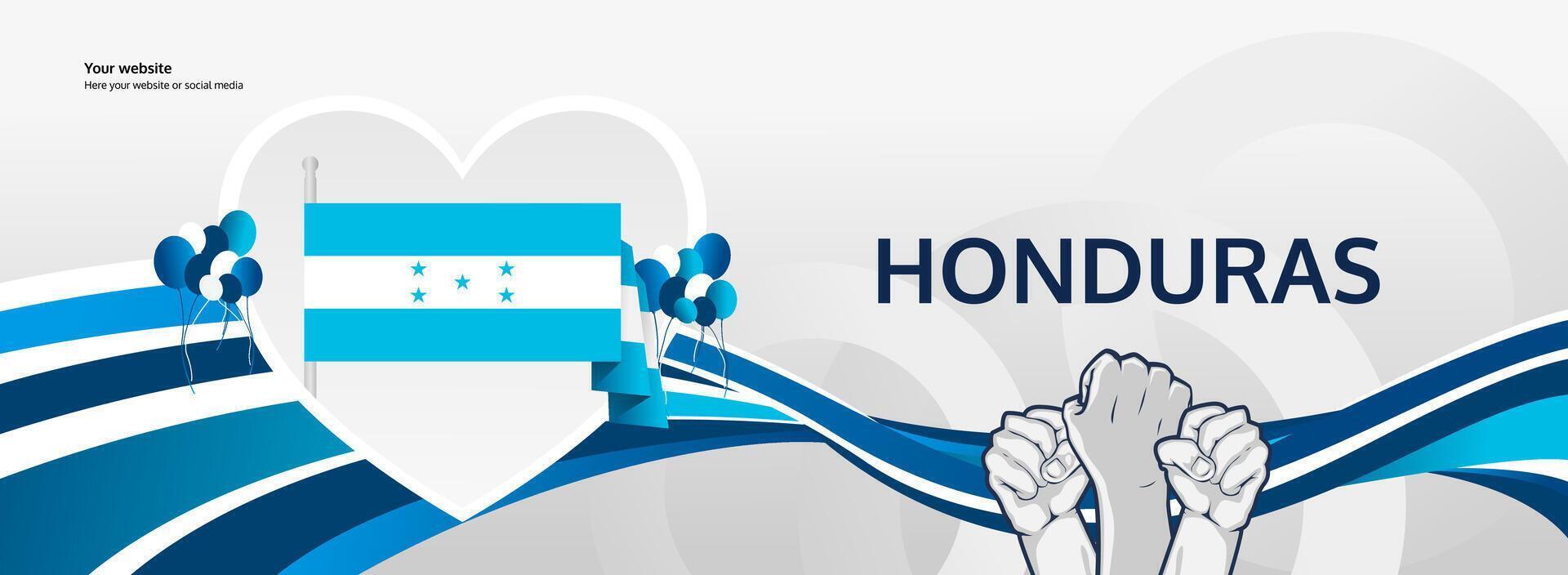 Honduras National Day festivities banner. Trendy templates for holiday celebration, greeting card, promo, ads, or national event. September 15th Happy Honduras Independence Day vector