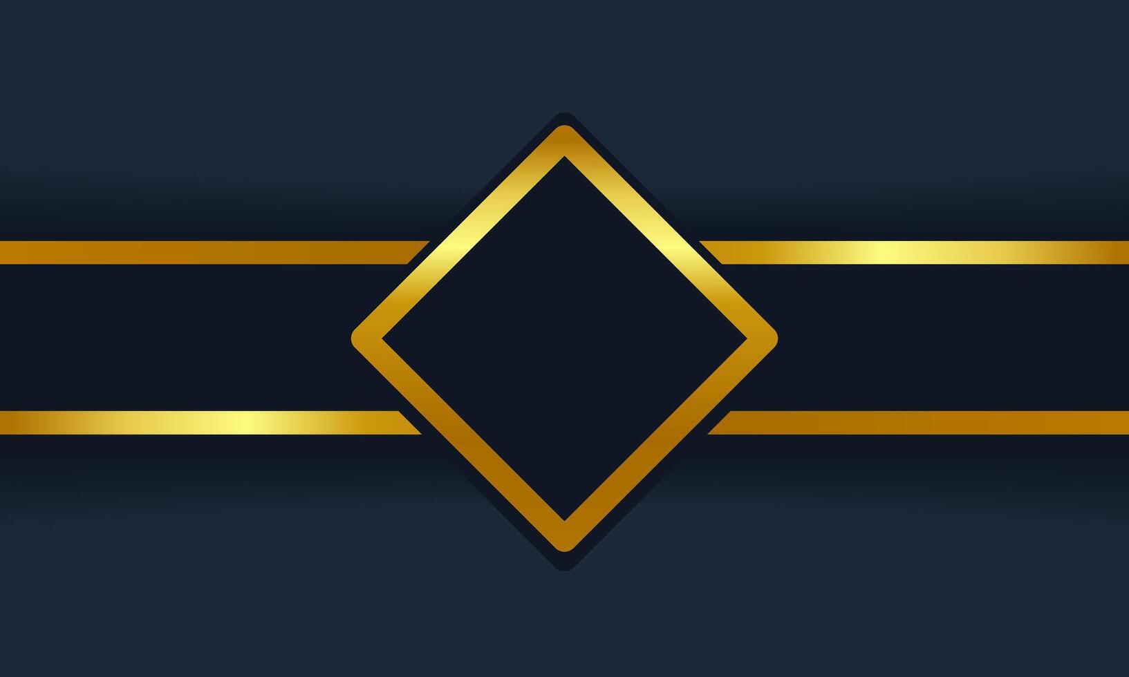 Luxurious background with a dark navy theme, golden diamond frame, and horizontal lines, ideal for upscale branding, announcements, or formal designs vector
