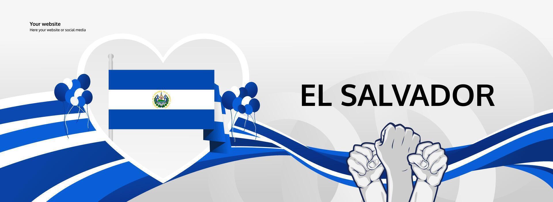 El Salvador National Day festive banner background patriotic for national holiday celebrating. Happy Independence day of El Salvador September 15th vector
