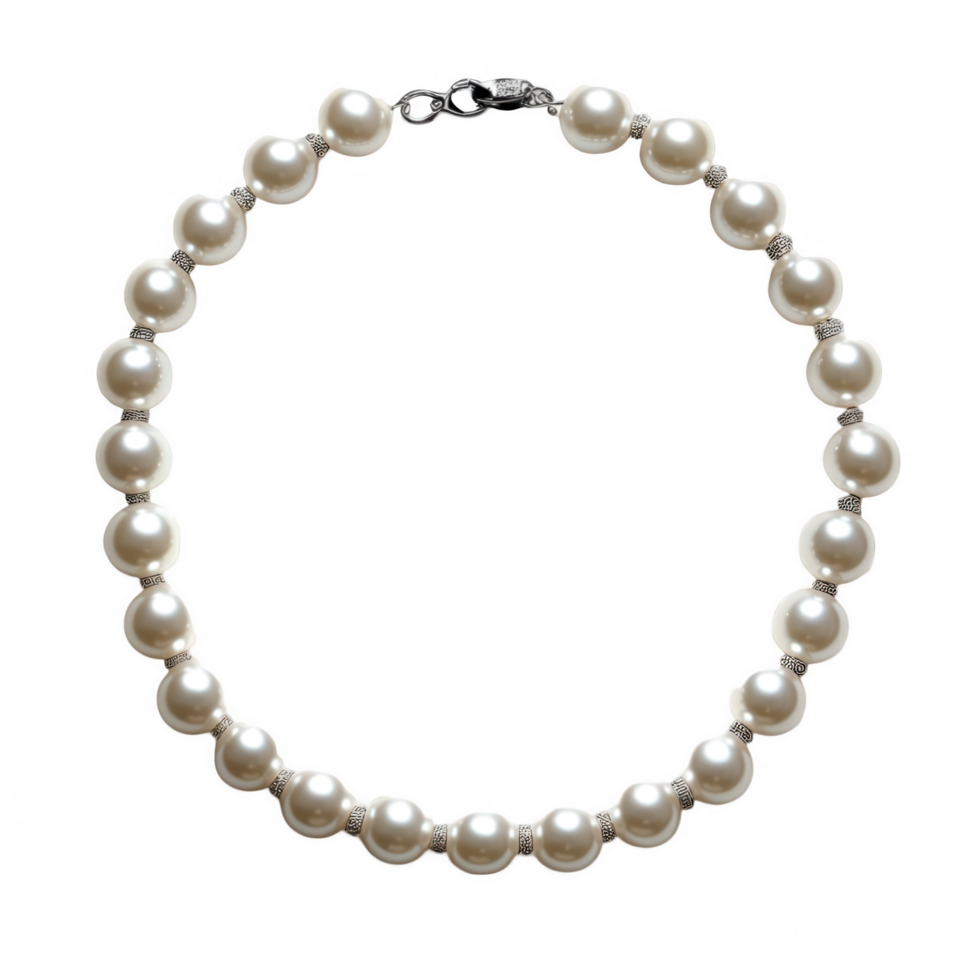 An elegant pearl necklace featuring shimmering and refined details on a transparent background. png