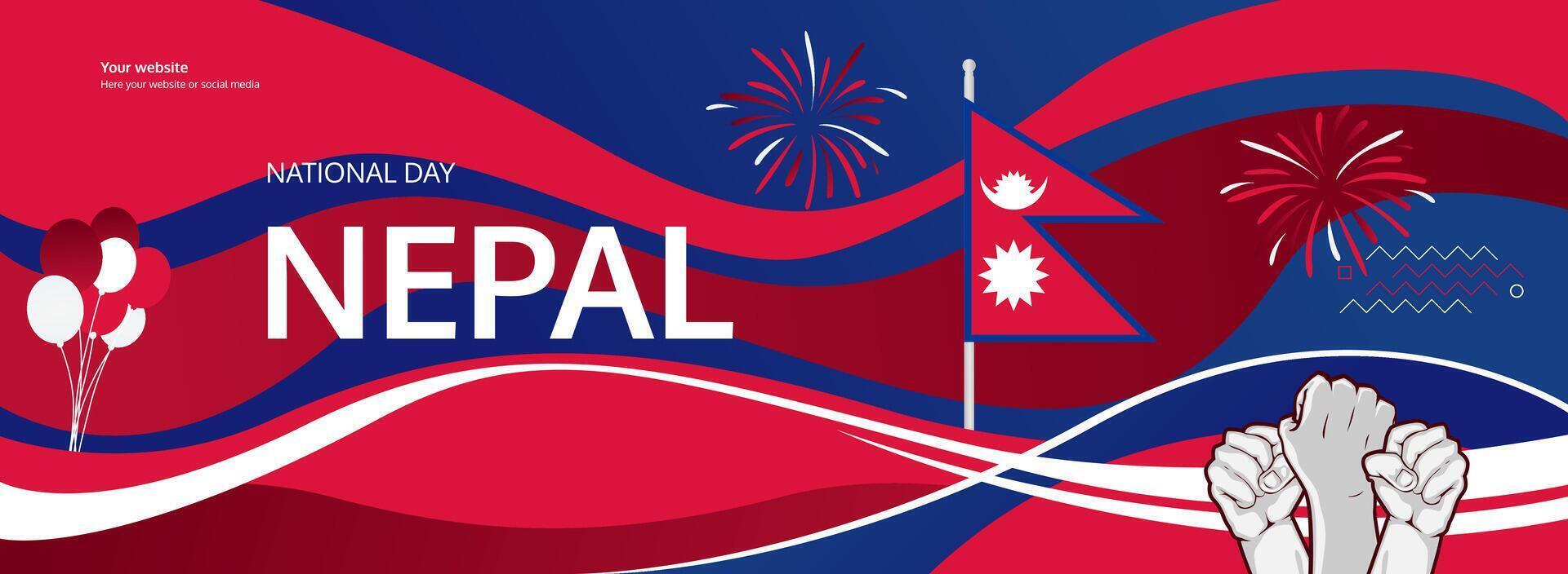 Nepal National Day greeting banner. September 20 is celebrated as Nepal National Day annually. Templates are suitable for various holiday in Nepal like Republic Day, Democracy Day and Nepali New Year. vector