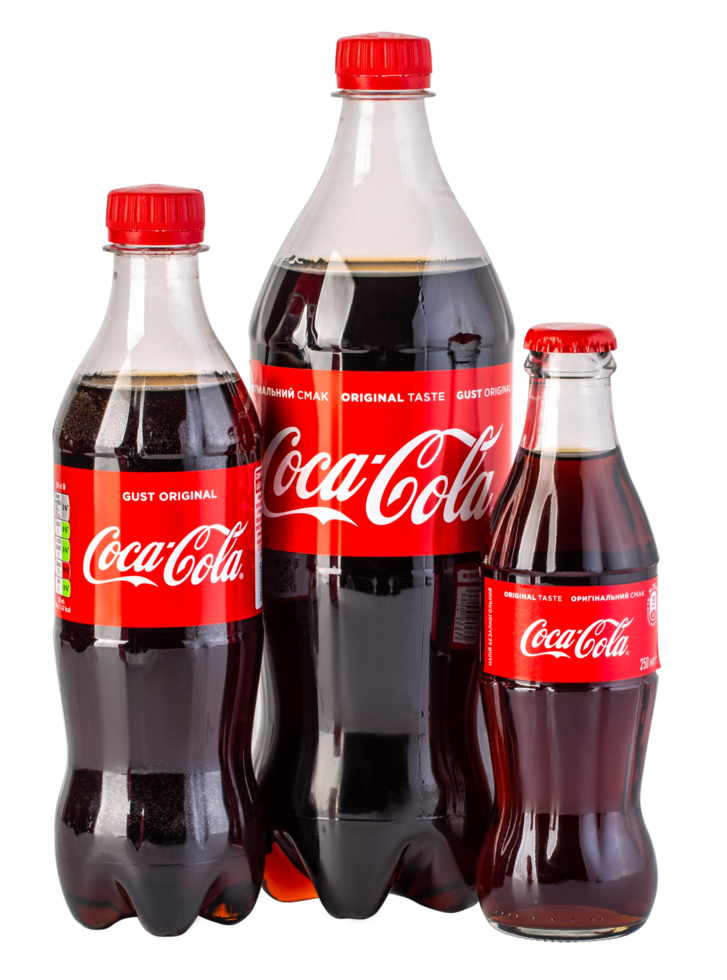 Bottles and can Coca Cola png