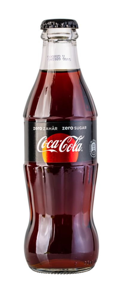 Classic And Zero bottles Of Coca-Cola isolated png