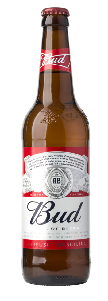 A single bottle of Budweiser on transparent background png