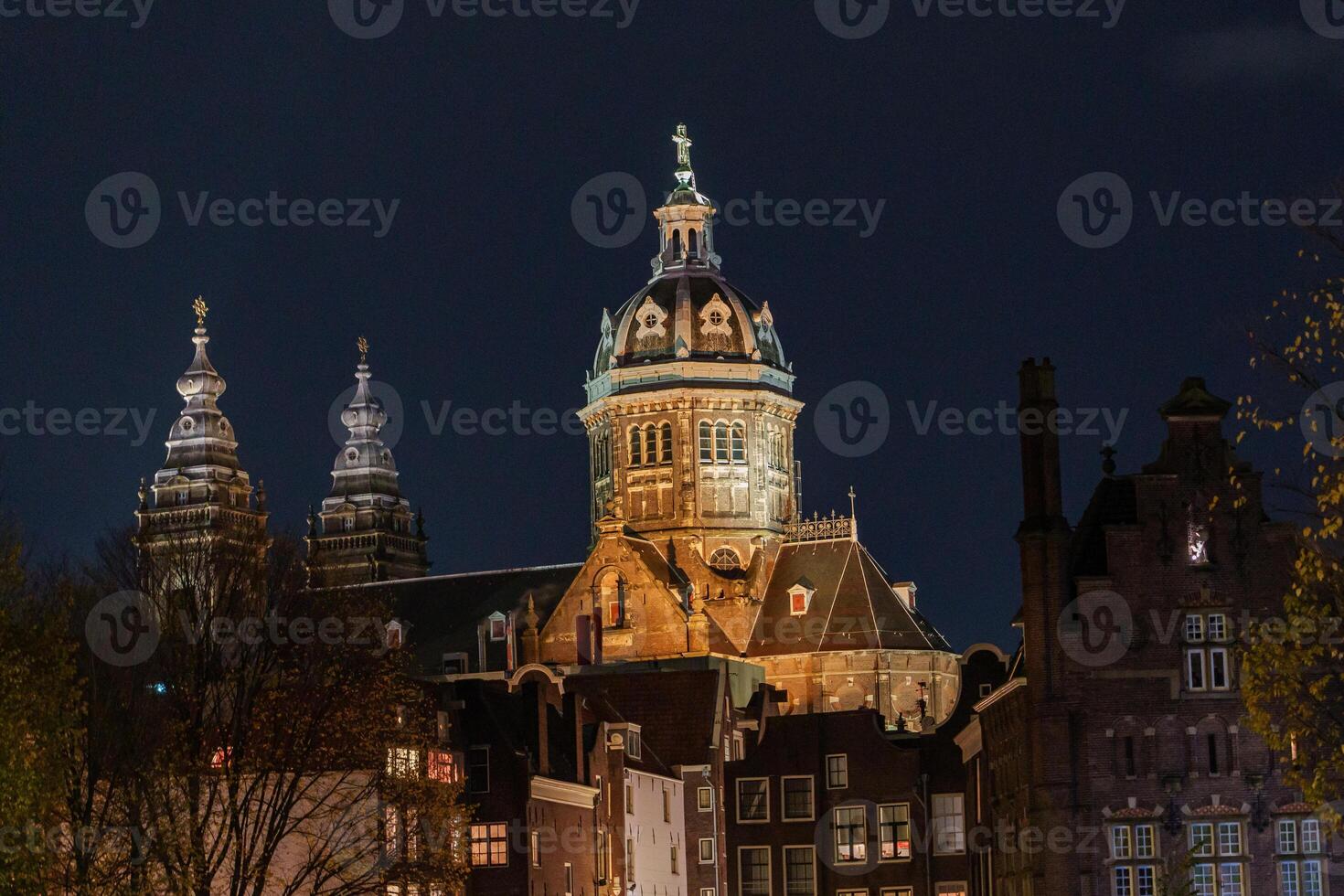 church in Amsterdam at night photo