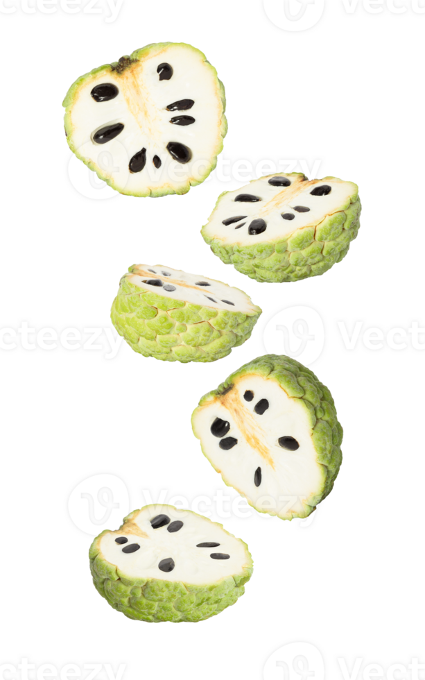custard apple falling, cutout, full depth of field png