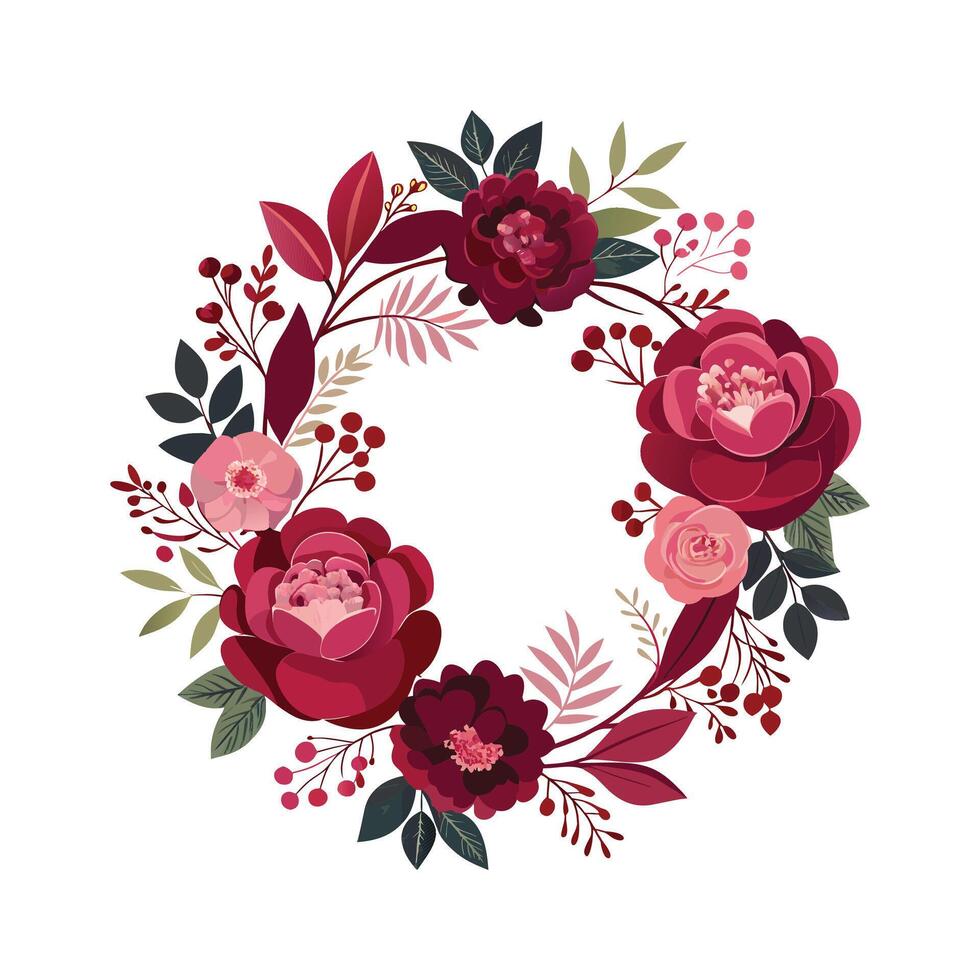 Floral wreath decoration for wedding vector
