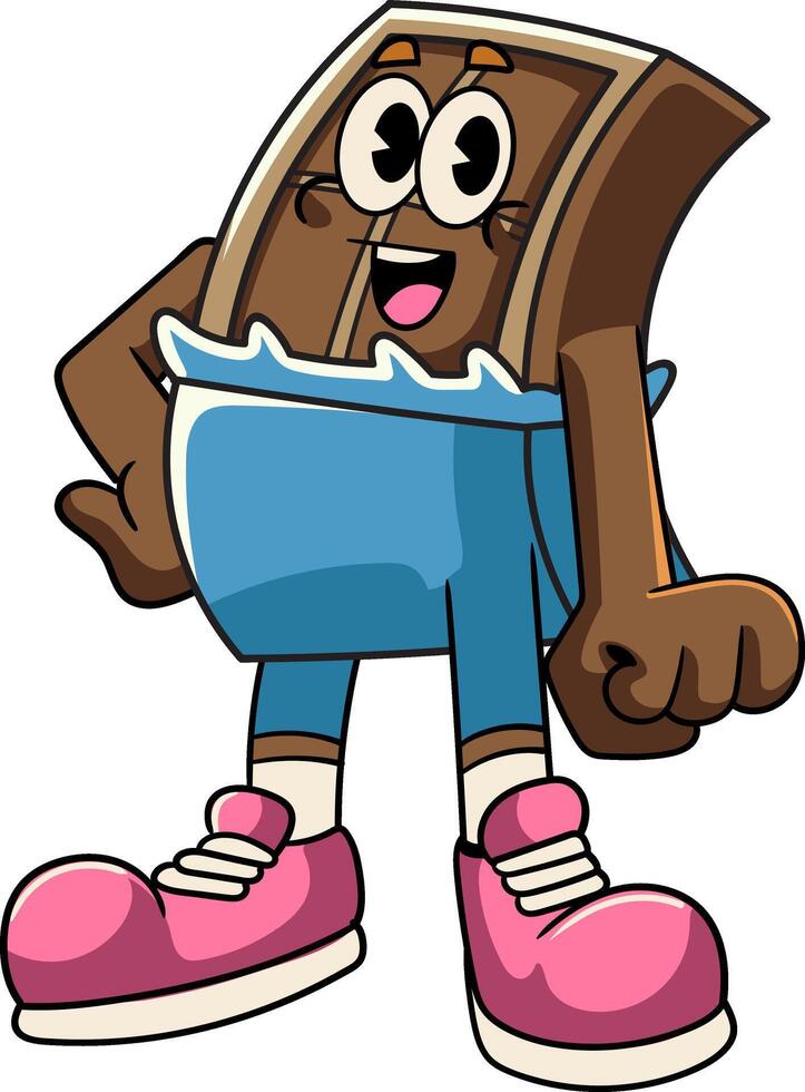 Chocolate Valentine's Day Character in Retro Cartoon Illustration vector