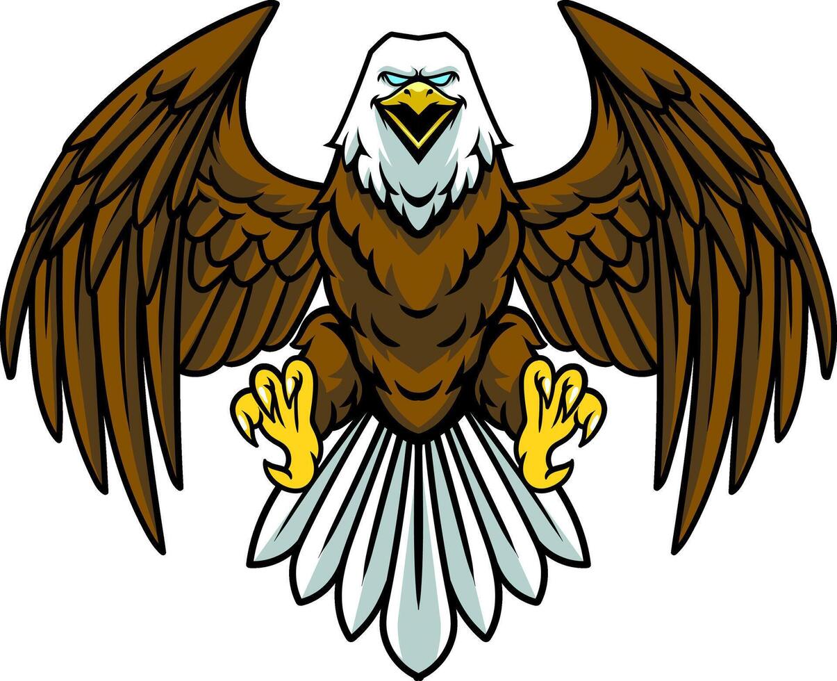 Flying Bald Eagle front view Cartoon Character Illustration vector