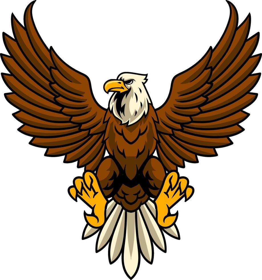 Flying Eagle front view Cartoon Character Illustration vector