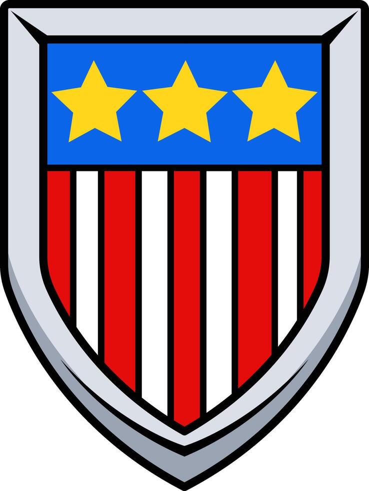 American silver shield shape on white background illustration vector