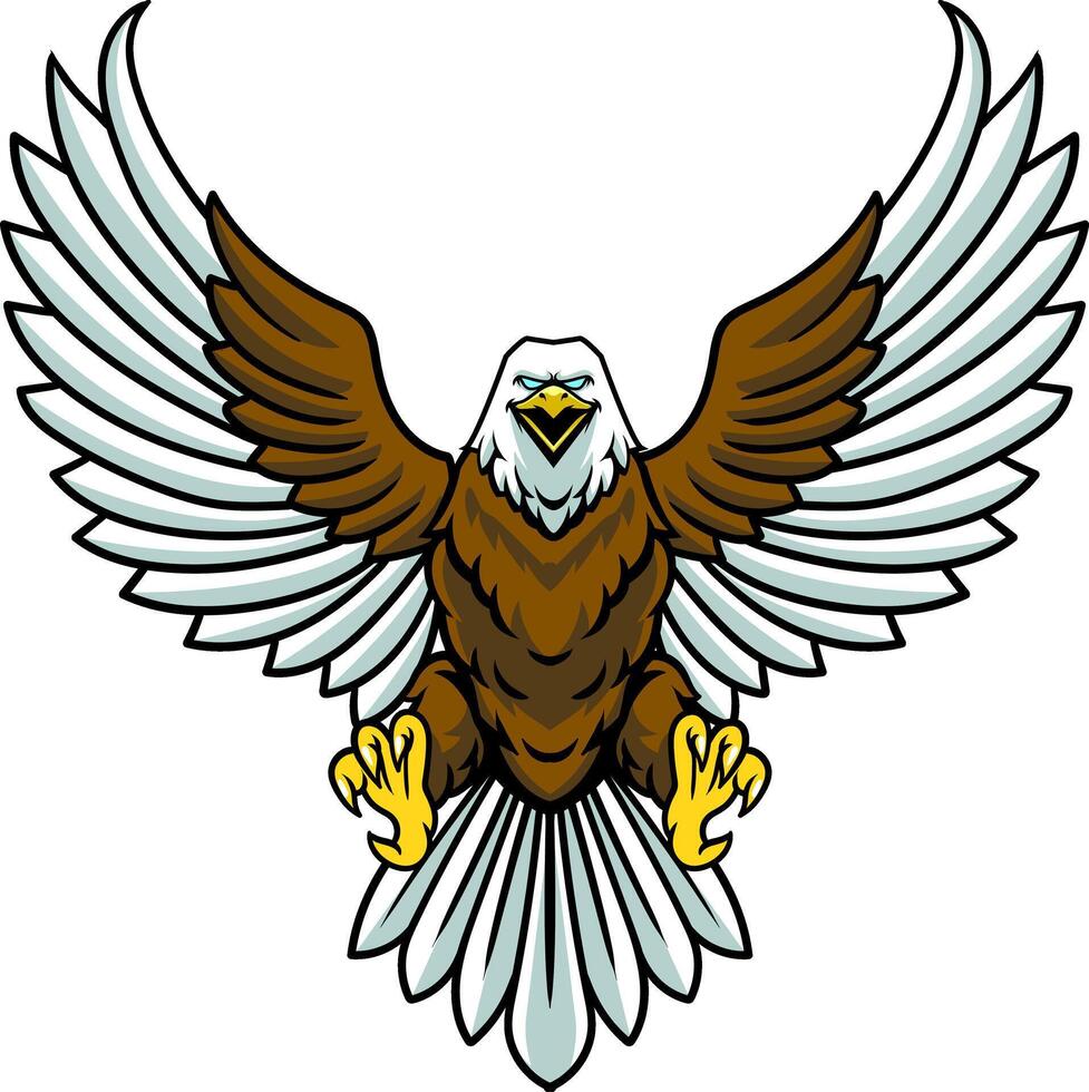 Bald Eagle front view Cartoon Character Illustration vector