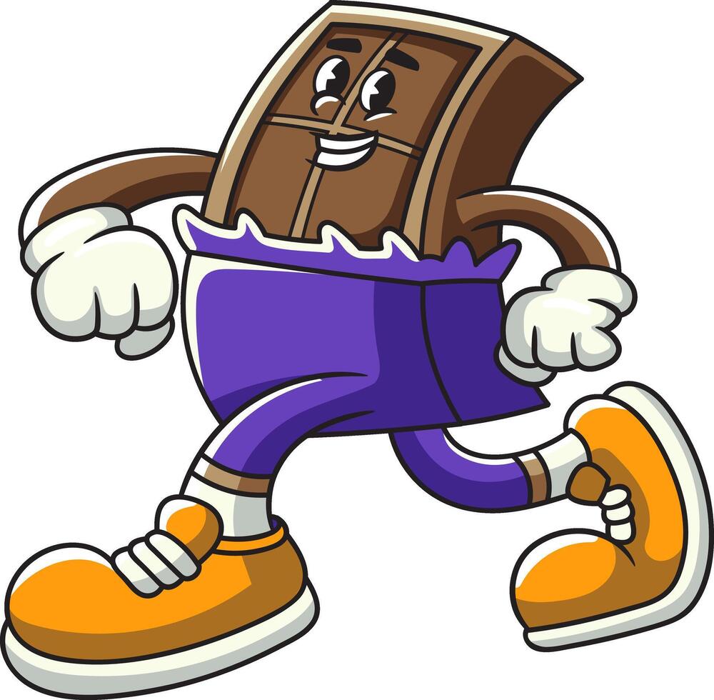 Chocolate Valentine's Day Character in Retro Cartoon Illustration vector