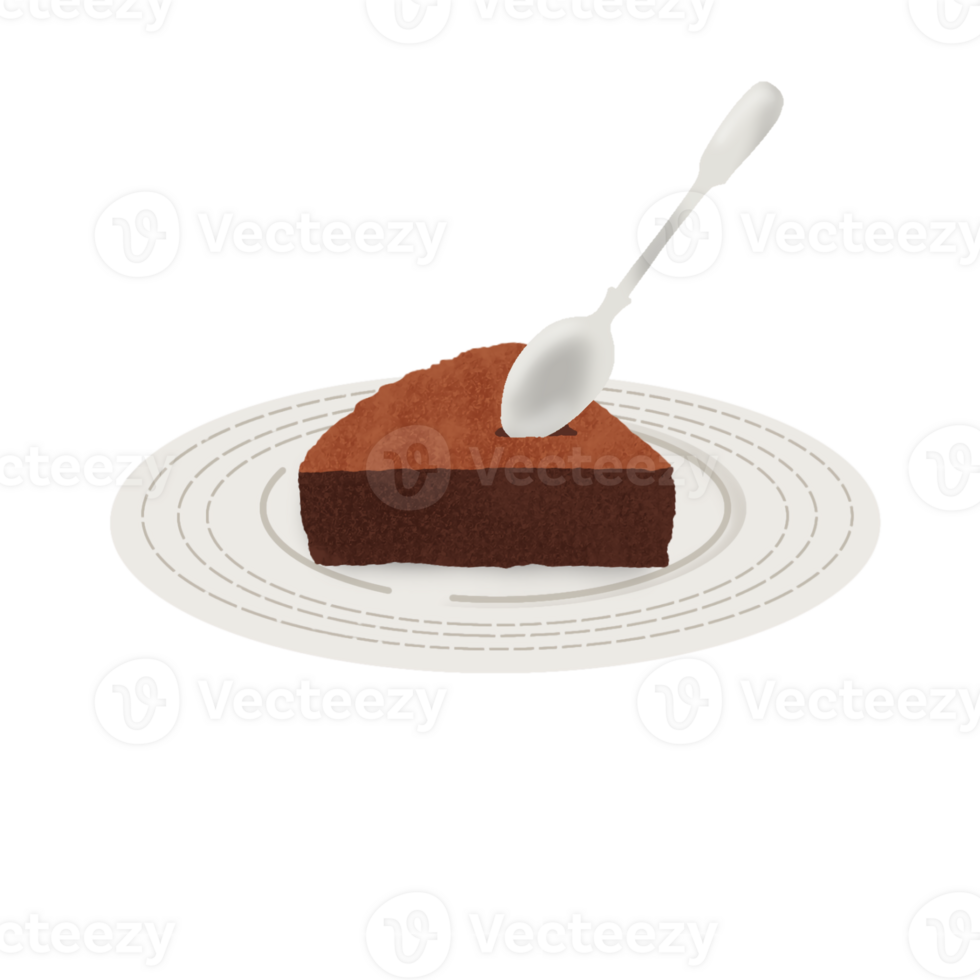Decadent Chocolate Cake, Served on a Plate png