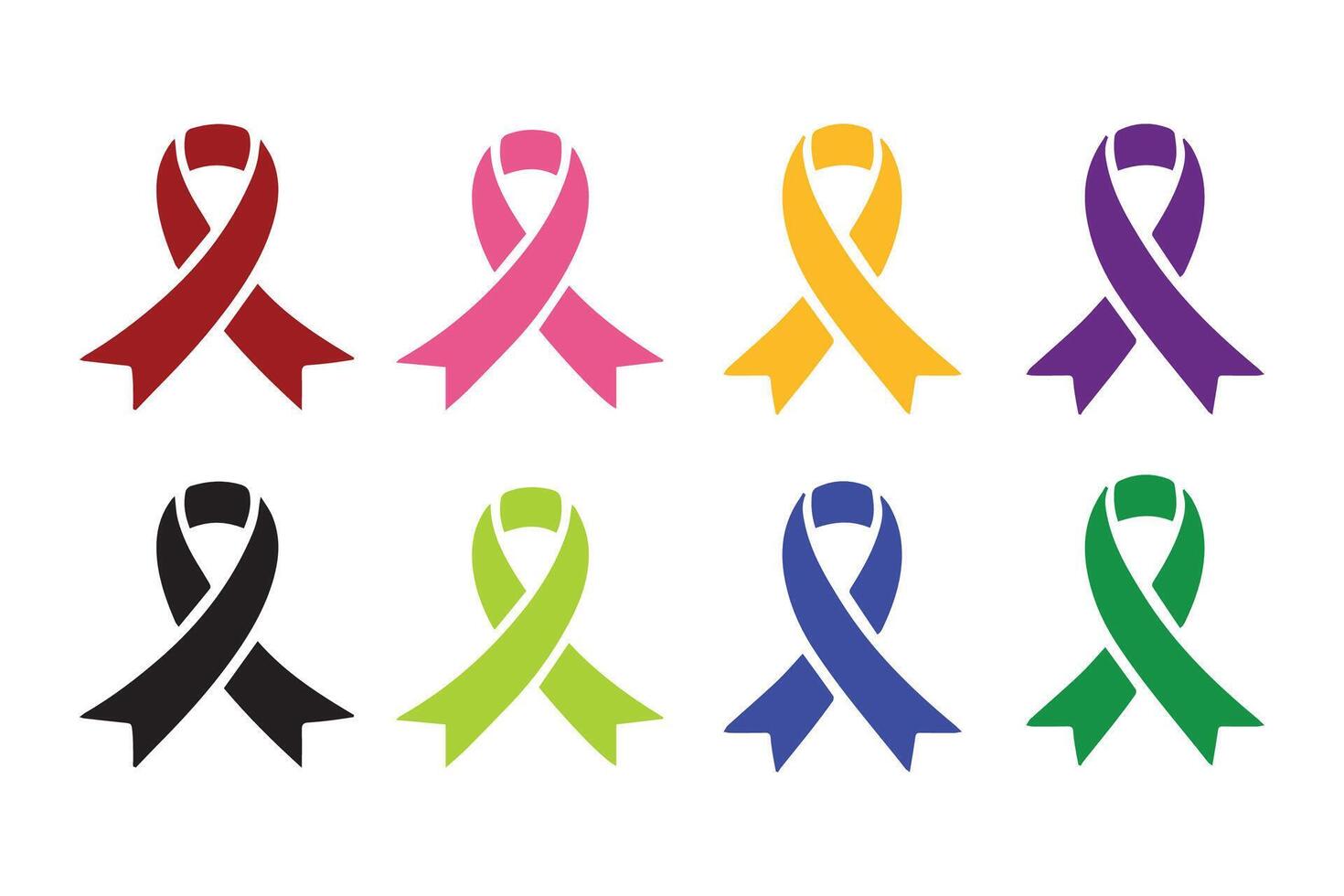 Awareness Ribbons Symbol Set silhouette illustration Design vector