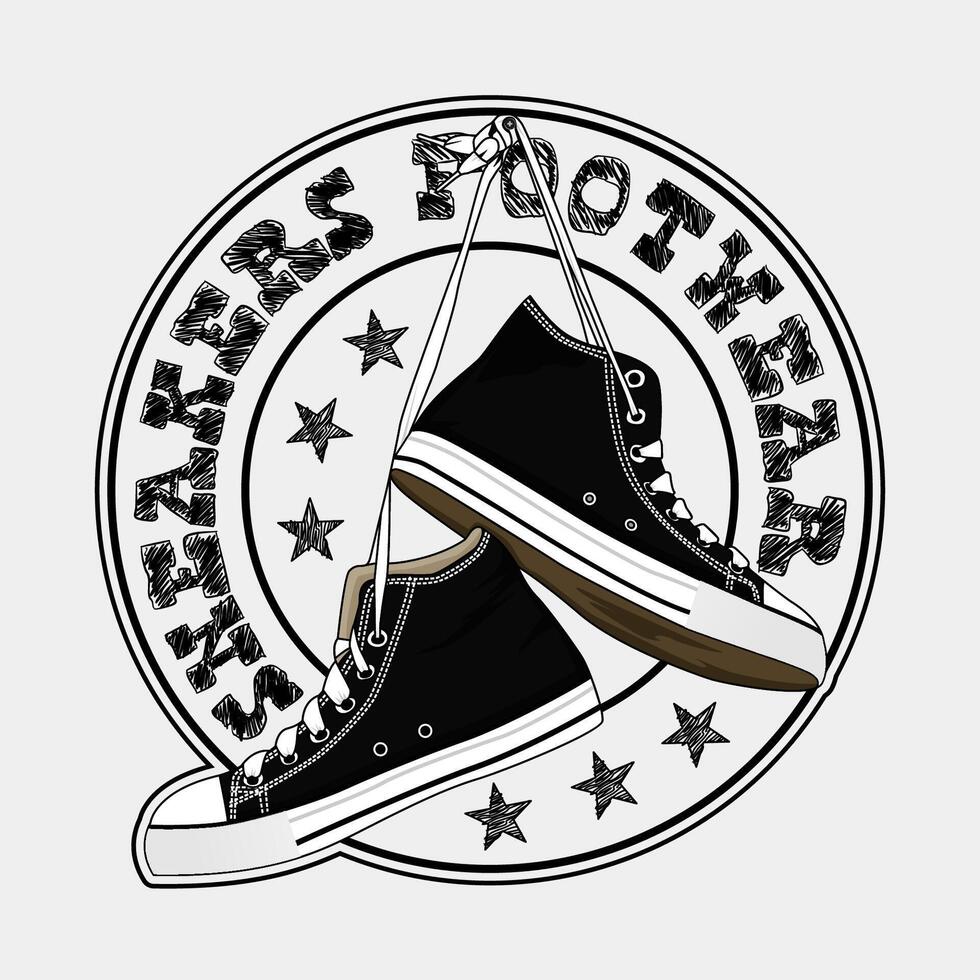 Sneakers Footwear Art Black Color On White Background vector
