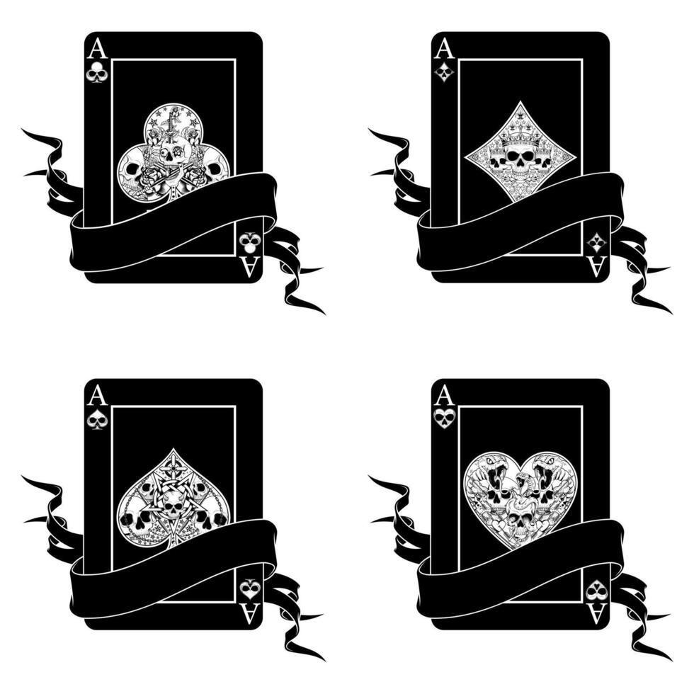 Poker card surrounded by Halloween style ribbons vector