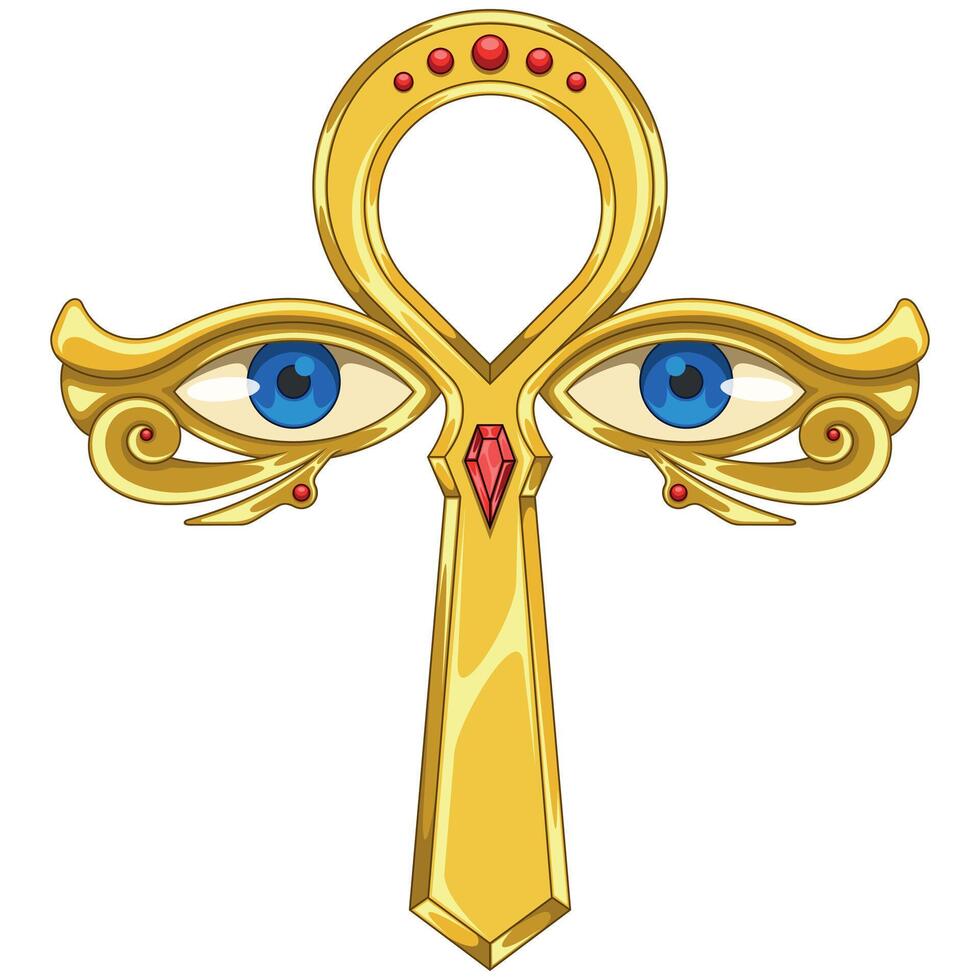 Ansate cross with eyes of Horus vector