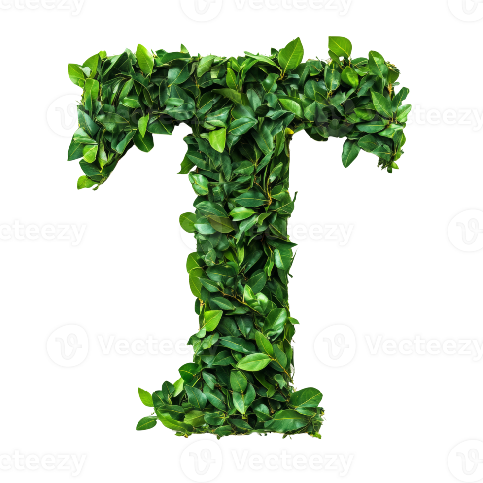 Green leaves form the letter T png