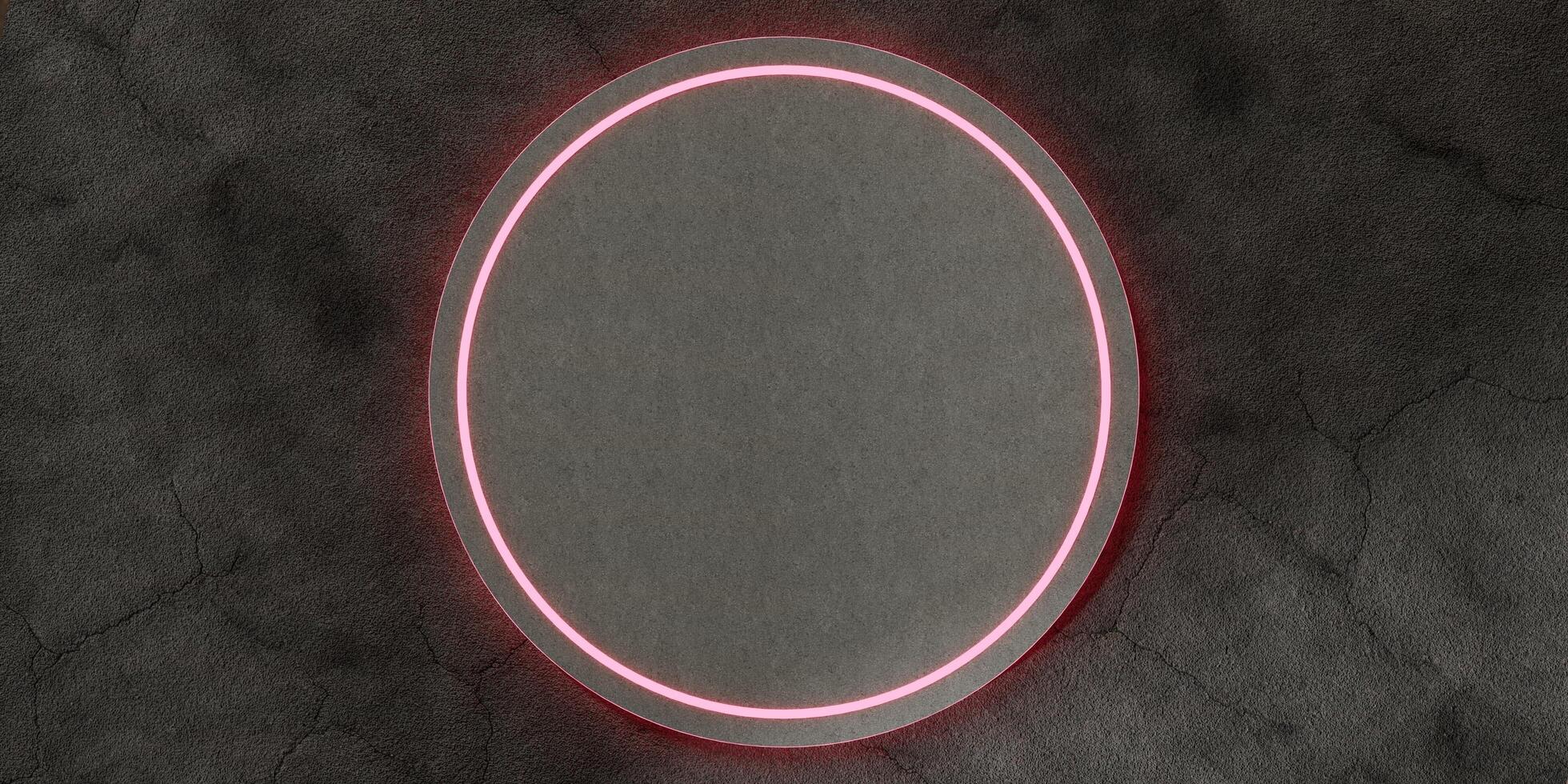 Neon circle, light ring and podium, 3D illustration photo