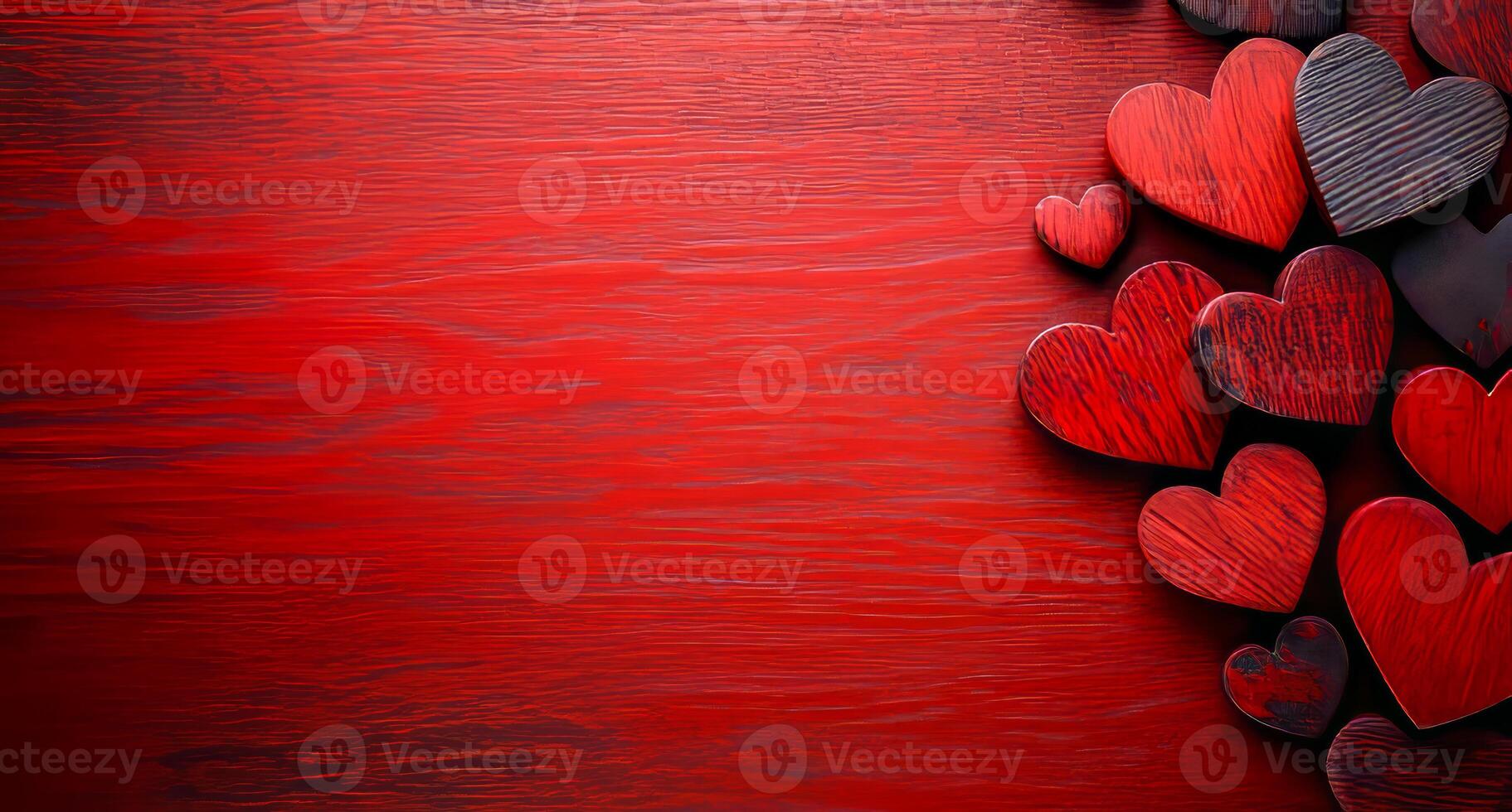 A red background with a bunch of red hearts on it. The hearts are arranged in a way that they are overlapping each other. Concept of love and affection photo
