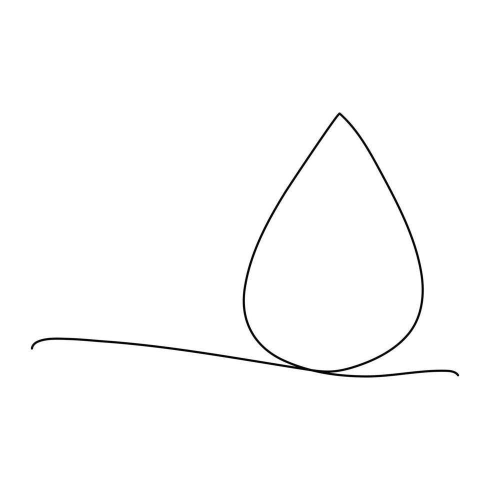 Single one line drawing water drop cartoon character for world water day banner concept. Water droplet isolated flat icon banner poster. Modern continuous line draw design graphic illustration, vector
