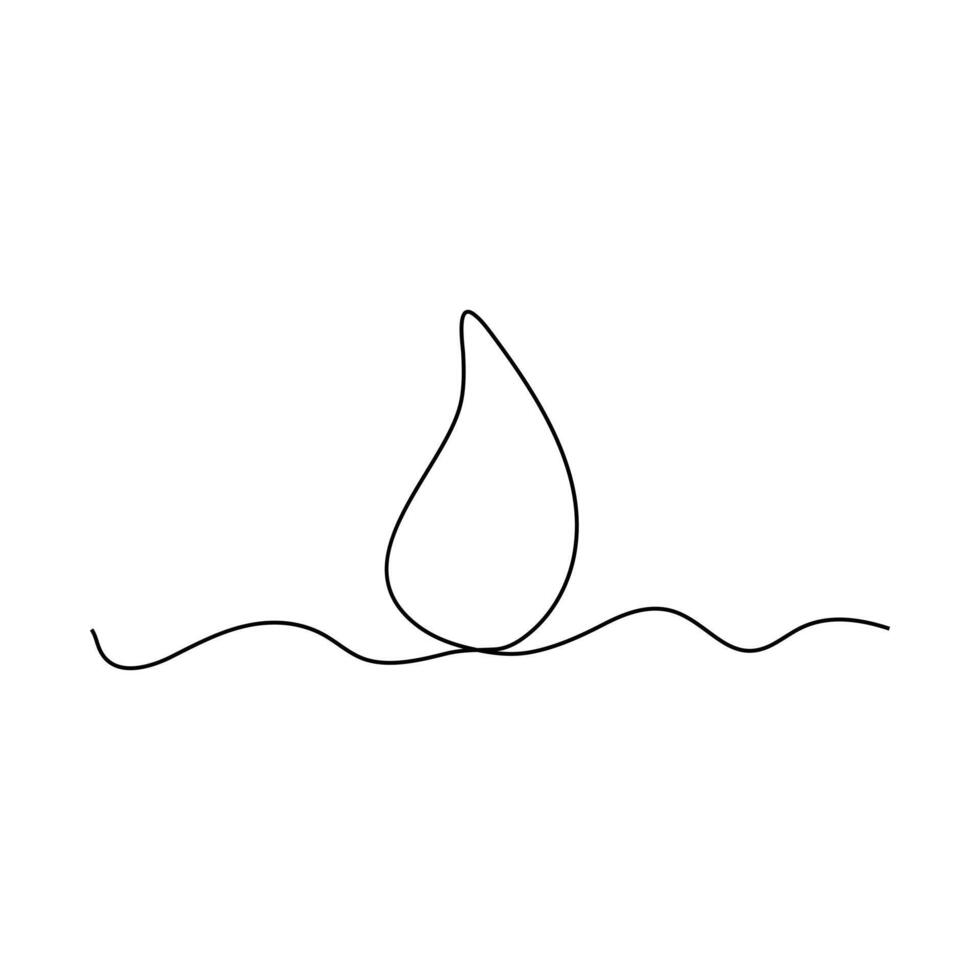 World water day single line art, continuous one line drawing of Isolated outline art water drop icon, vector