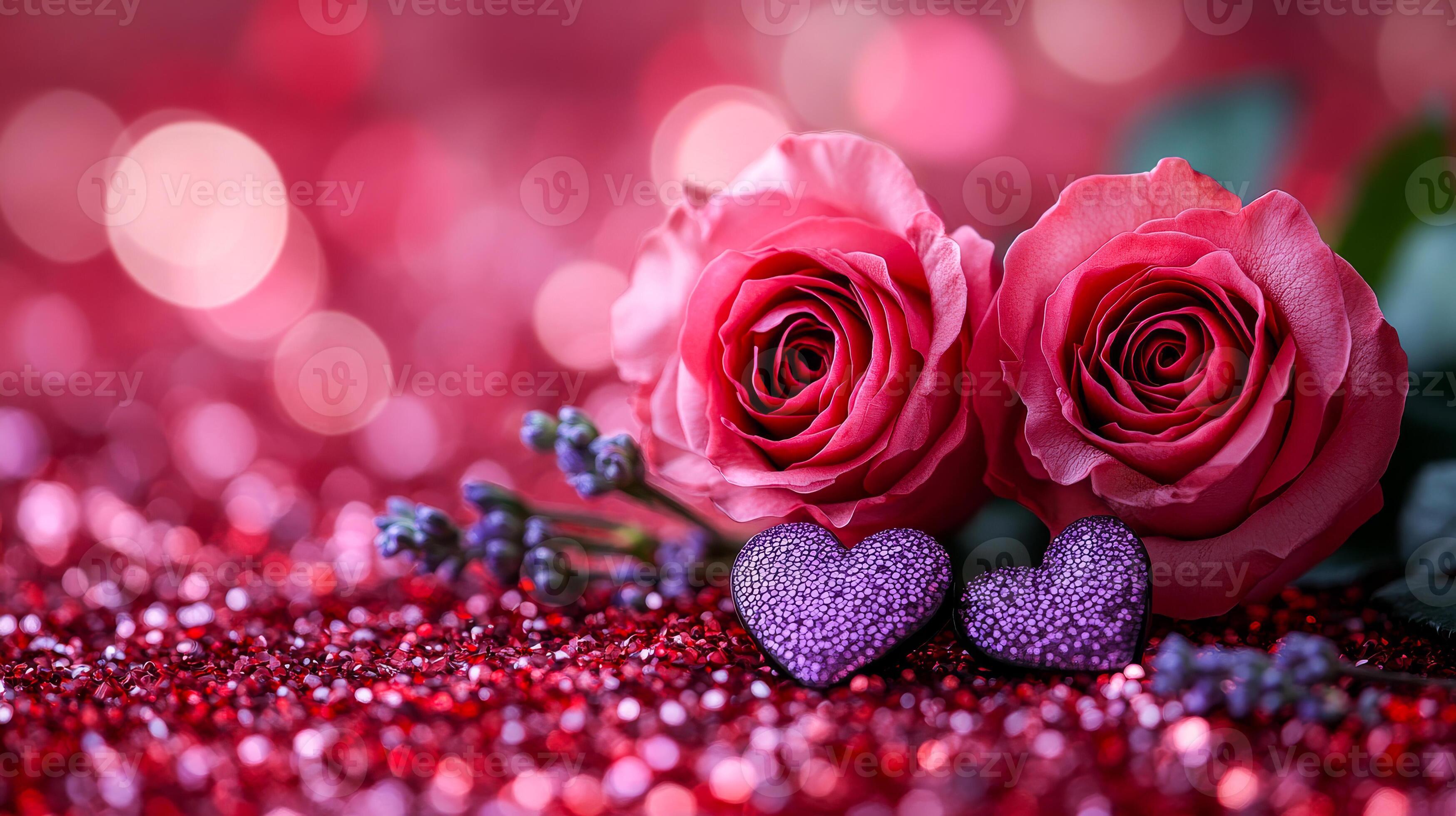 Red Roses & Purple Open Heart Red Roses & Purple Open Heart