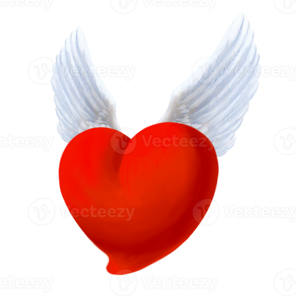 A symbolic Heart with small wings png