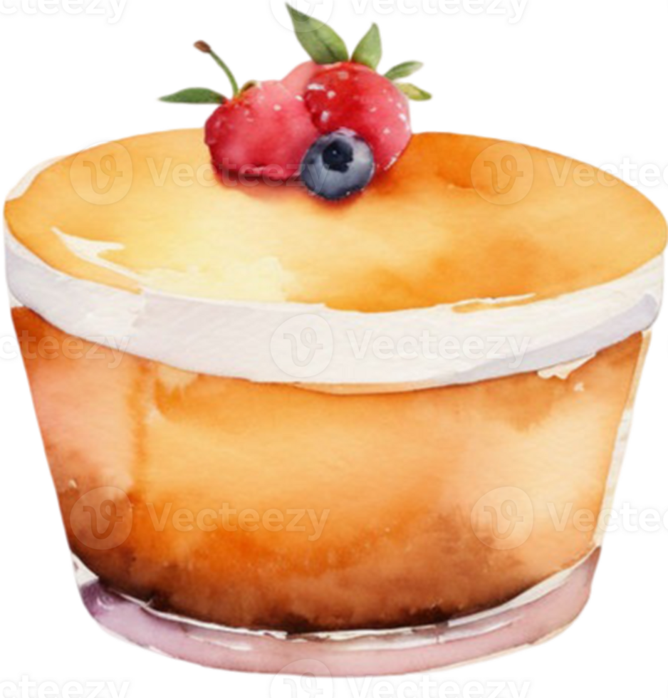 A watercolor painting of a cake with berries png