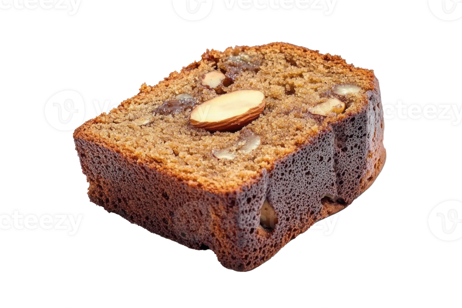 Delicious Almond Nut Loaf Cake Slice Homemade Bakery Treat png