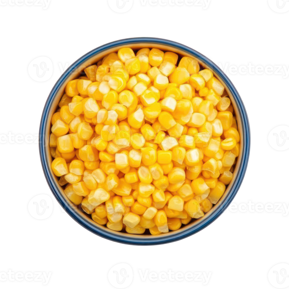 Sweet Corn Kernels in Bowl Top View Food Agriculture Ingredients png