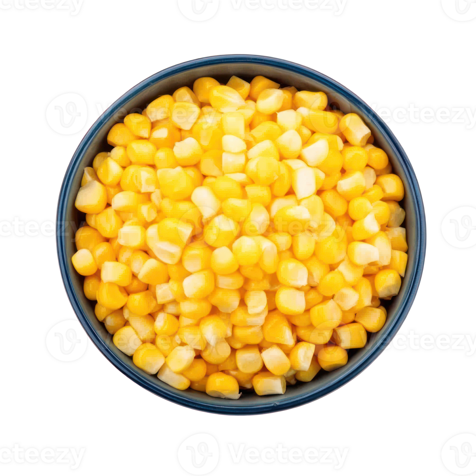 Sweet Corn Kernels in Bowl Top View Food Photography Delicious Healthy png