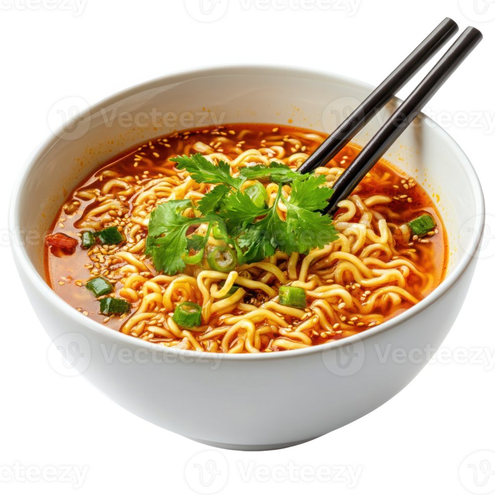 Spicy Noodle Soup Bowl Asian Cuisine Food Photography png