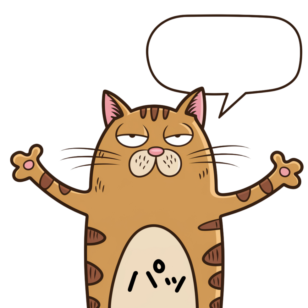 Sausage Cat with Blank Word Bubble png