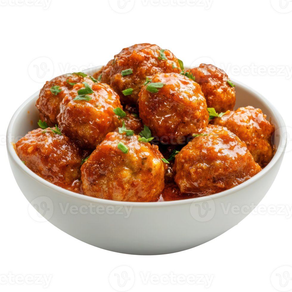 Delicious Meatballs in Sweet and Savory Sauce Close up Food Photography png