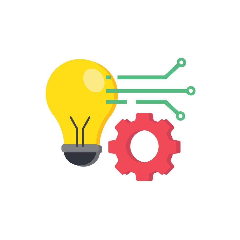 Bright bulb circuit gear icon vector