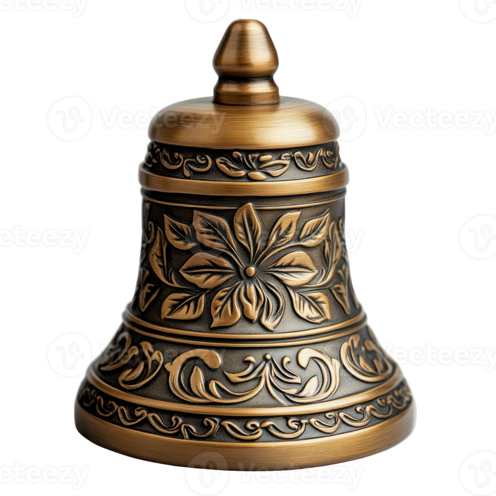 Antique Brass Bell Ornate Floral Design Home Decor Tabletop Ornament png
