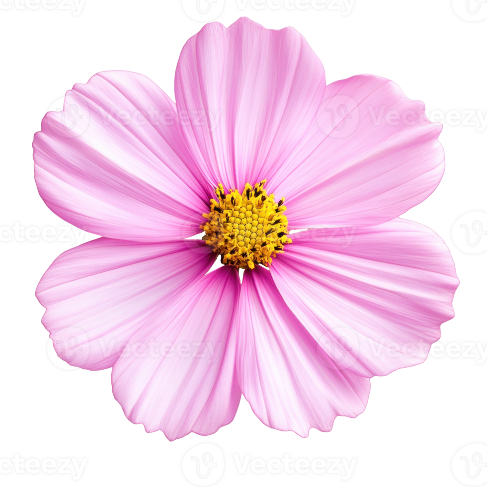 Pink Cosmos Flower Blooming Blossom Isolated on Black png