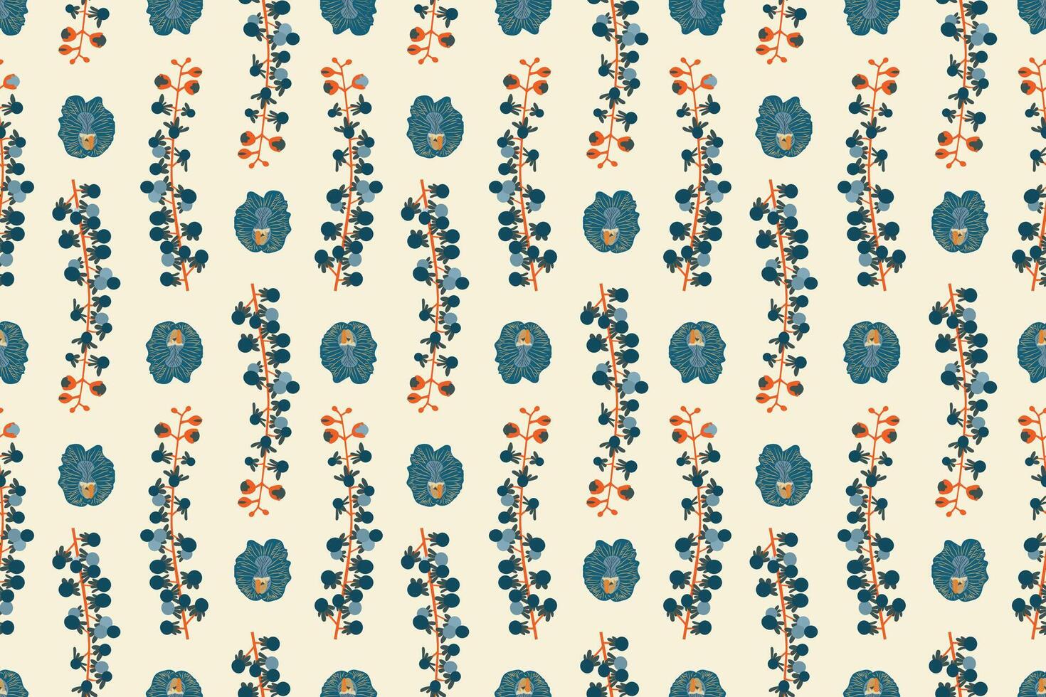 Wildflower abstract florals seamless repeat pattern vector