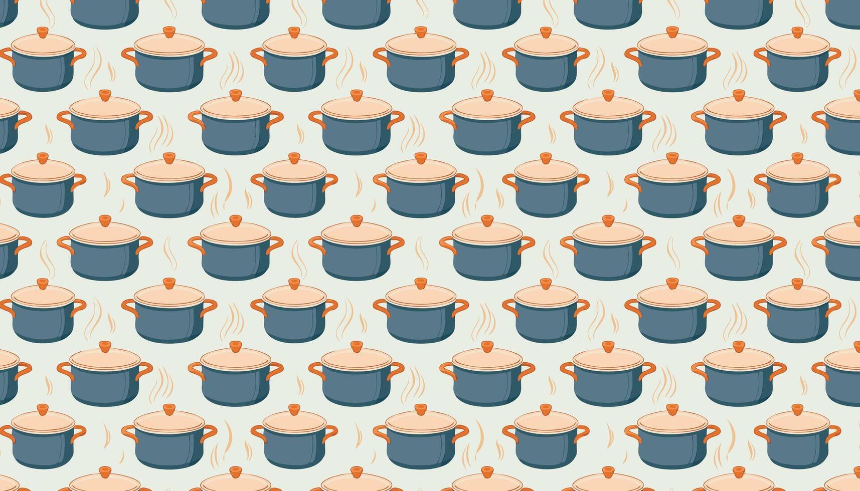 Seamless pattern with steamer pots and pans on a white background. vector