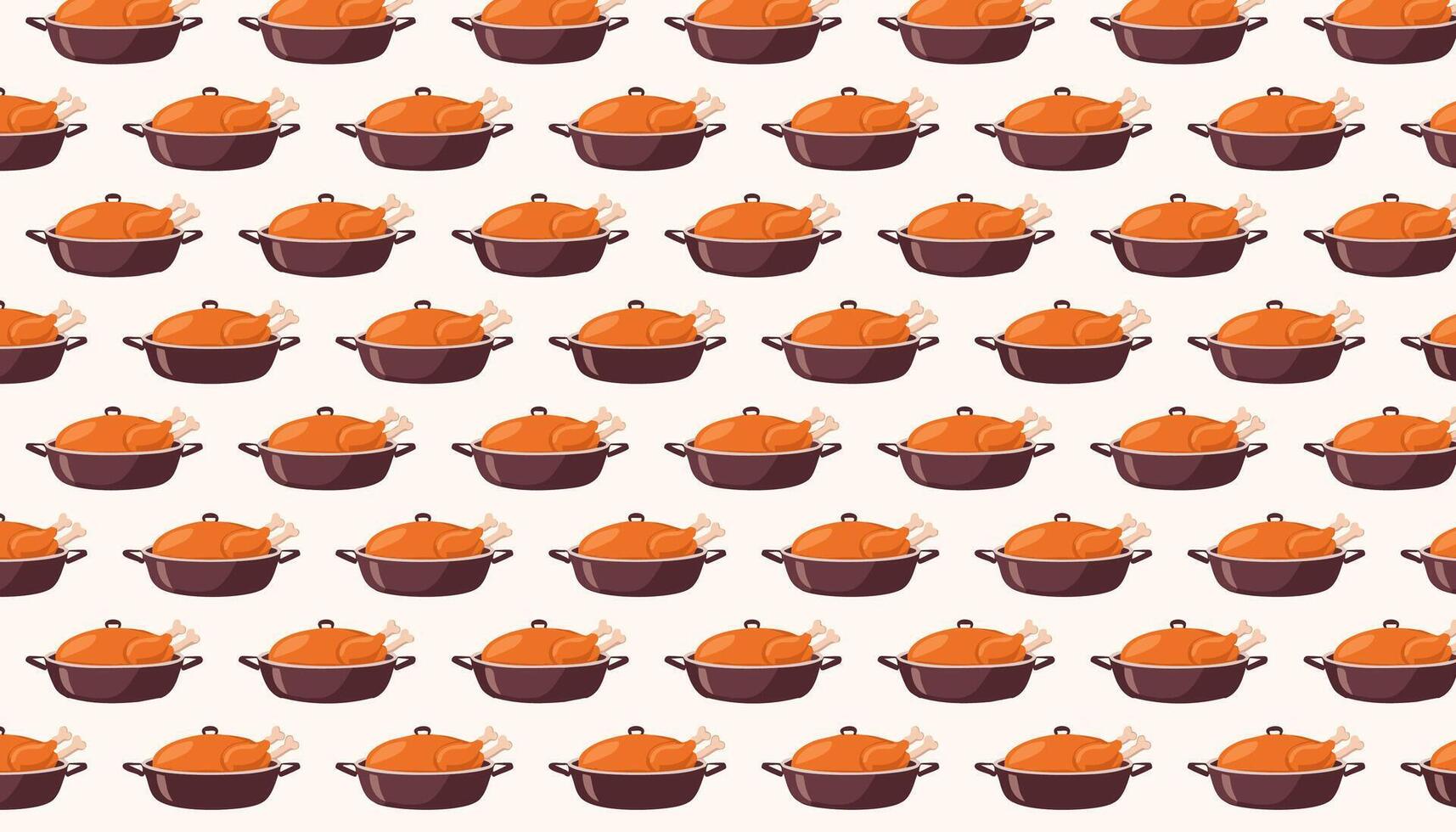 Seamless pattern with chicken in a roasting pan. illustration. vector