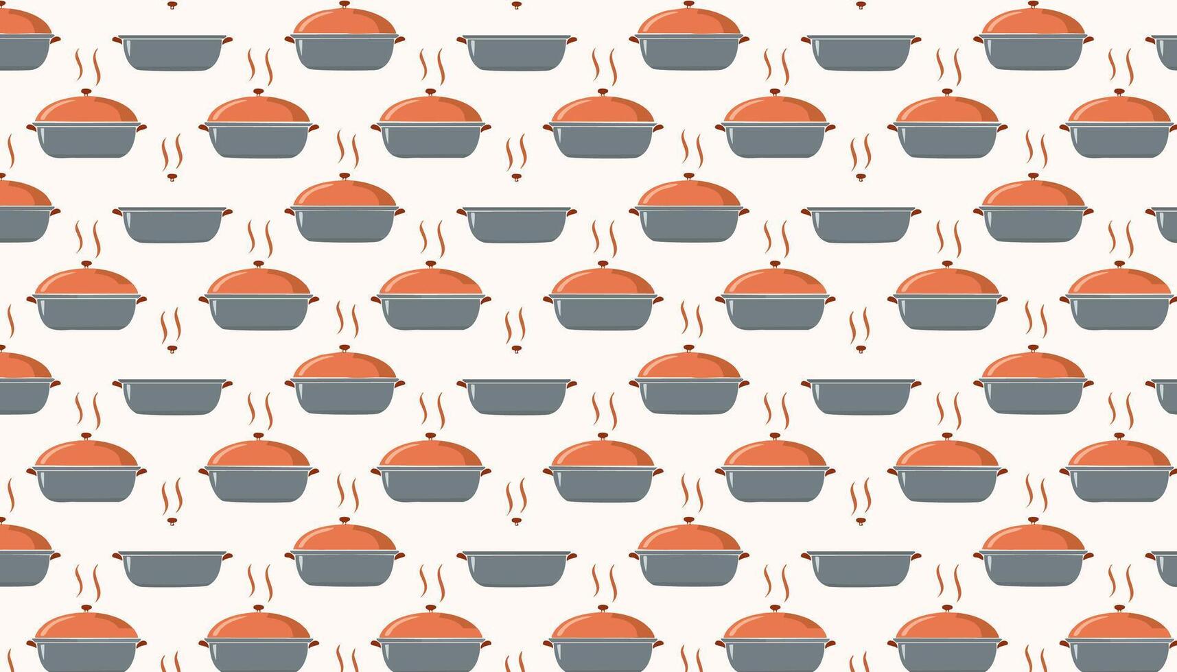 Pattern with hot roaster pans . illustration. vector