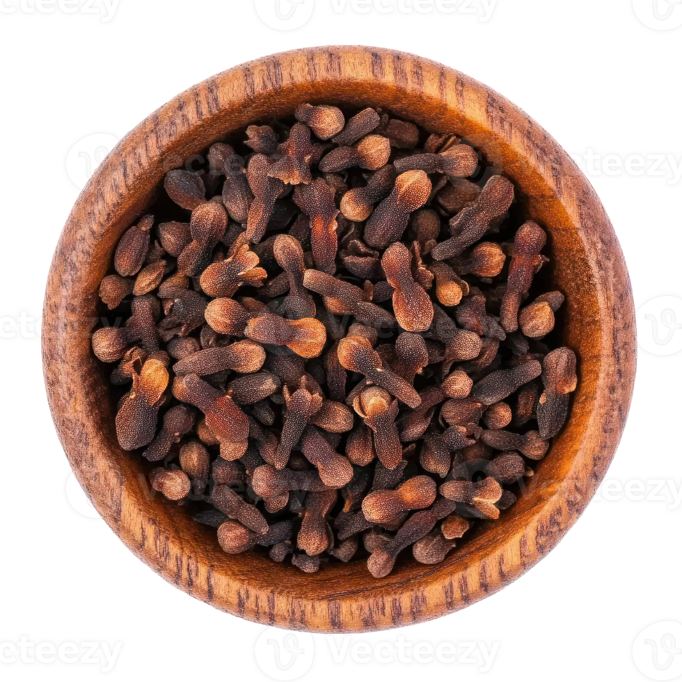 Aromatic Cloves in Wooden Bowl Spice Herb Ingredient Food Cooking Cuisine Culinary Flavor Seasoning png