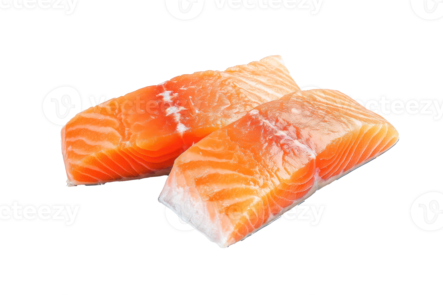 slice of fresh raw salmon isolated png