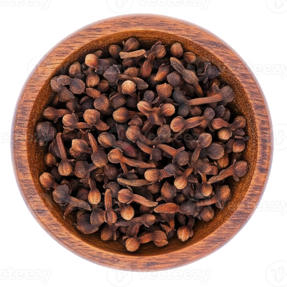 Aromatic Cloves in Wooden Bowl Spice Herb Cooking Ingredient png