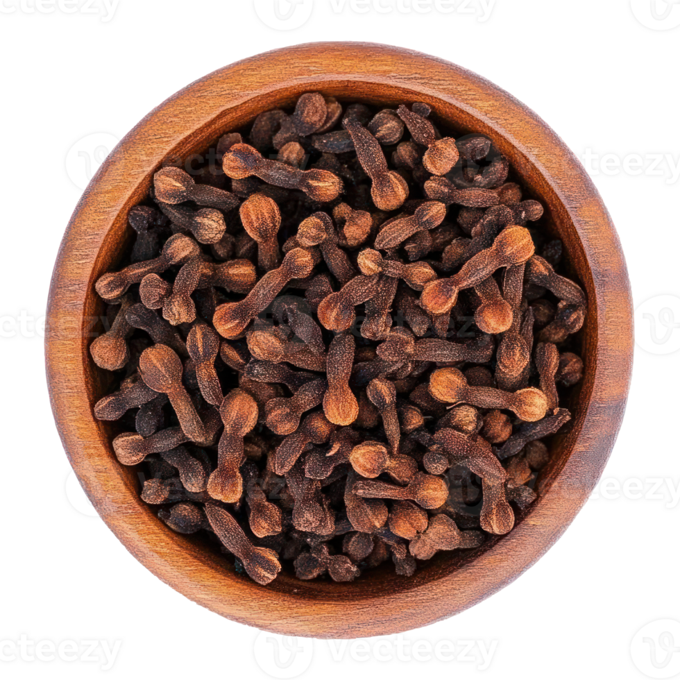 Aromatic Cloves in Wooden Bowl Spice Herb Cooking Ingredient Food Photography png