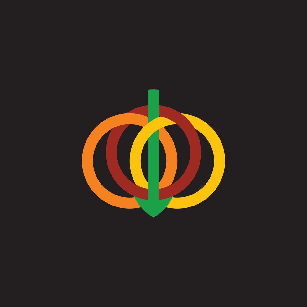 Pumpkin Interlocking Rings.This Combination Of Elements Creates A Dynamic And Vibrant Appearance, Symbolizing Creativity And Diversity vector