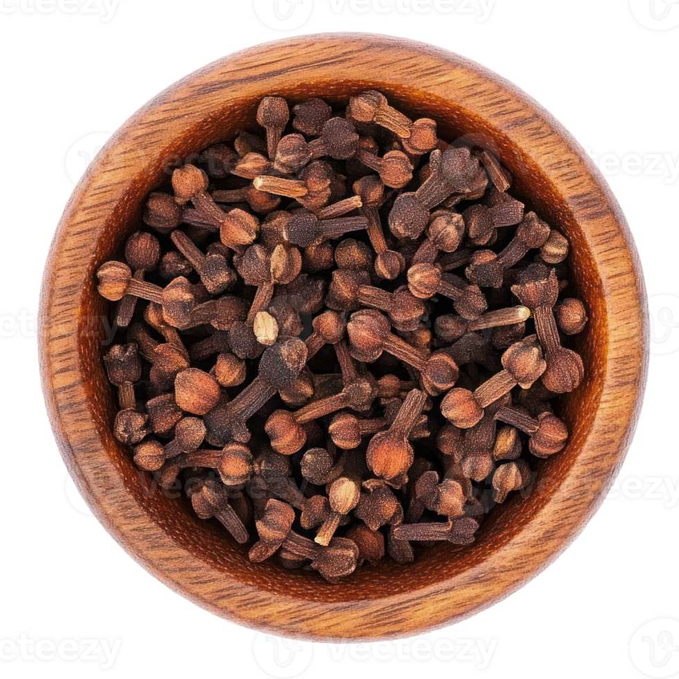 Aromatic Cloves in Wooden Bowl Spice Herb Cooking Ingredient Food png